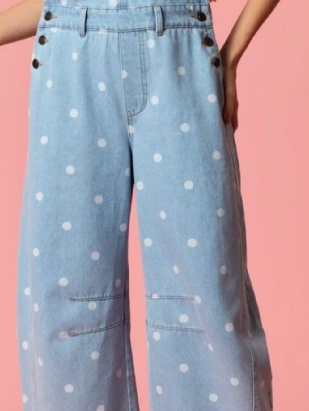 POLKA DOT + BARREL Denim OVERALLS, Peach Love Brand, S, NWT, ADORABLE🩵🤍